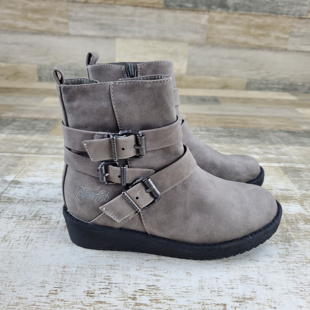 Blowfish Malibu Clover Kids Ankle Boot Sz 13 Taupe Round Toe Side Zip & Buckle
